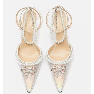 Mach & Mach Bow of Elizabeth Iridescent Faux Pearl Sandals Size 38